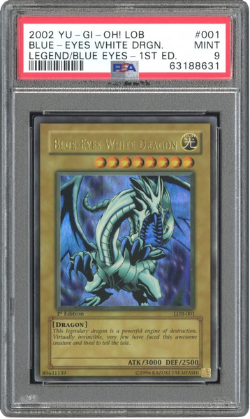 2002 Yu-Gi-Oh Blue Eyes White Dragon - 1st Edition - PSA 9